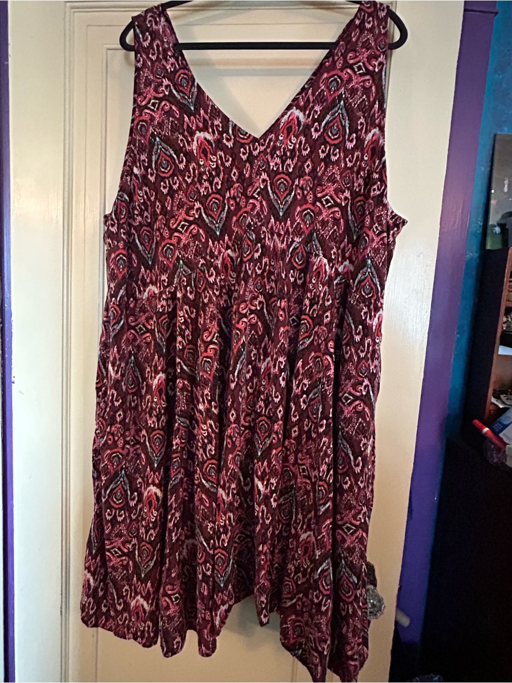 Torrid Ikat Above The Knee Challis V-Neck Dress 4x